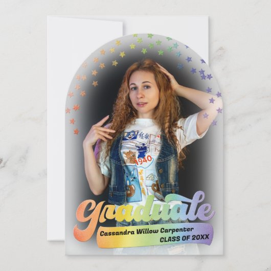 Foto Abschluss Ankündigung Retro Pride Rainbow (Vorderseite)