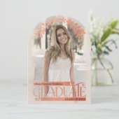 Foto Abschluss Ankündigung Rose Gold Floral (Stehend Vorderseite)