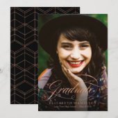 Foto Abschluss Ankündigung Rose Gold Script (Vorne/Hinten)