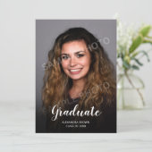 Foto Abschluss-Ankündigungskarte Schwarz Ankündigung (Stehend Vorderseite)