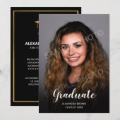 Foto Abschluss-Ankündigungskarte Schwarz Ankündigung (Vorne/Hinten)