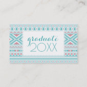 Foto Abschluss| Aquamarin und rosa Aztec Telefonnummerkarte (Rückseite)