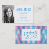 Foto-Abschluss | aquamarine u. rosa Blumenblätter Telefonnummerkarte (Vorne/Hinten)