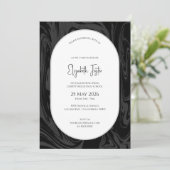 Foto-Abschluss aus schwarzem und weißem Marmor Einladung (Stehend Vorderseite)