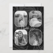 Foto-Abschluss aus schwarzem und weißem Marmor Einladung (Rückseite)