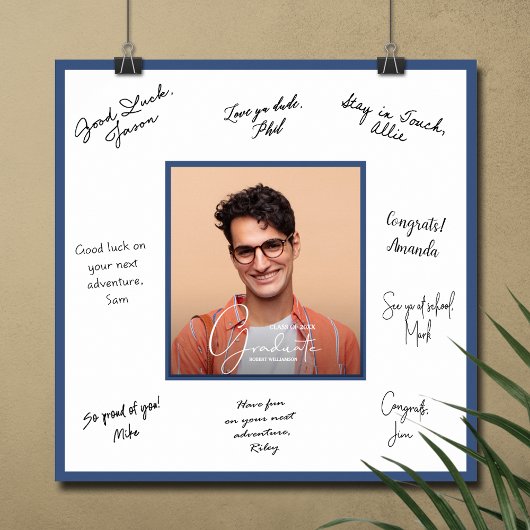 Foto Abschluss Autograph Blau Poster