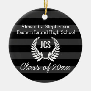 Foto Abschluss Black Gray Monogram Laurel Keramik Ornament