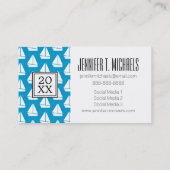 Foto Abschluss| Blaues Segelboot - Muster Telefonnummerkarte (Rückseite)