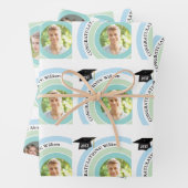 Foto Abschluss Blue & Green Wrapping Paper Geschenkpapier Set (Beispiel)