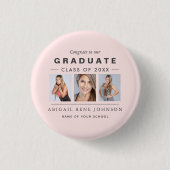 Foto Abschluss Collage Graduate Light Pink Button (Vorderseite)