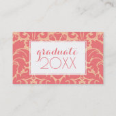 Foto Abschluss| Damast im barocken Stil Telefonnummerkarte (Rückseite)