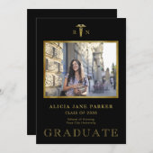 Foto--Abschluss der Krankenpflege schwarz Ankündigung (Vorne/Hinten)