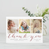 Foto-Abschluss des Rosen-Goldskript-3 danken Ihnen Dankeskarte (Stehend Vorderseite)