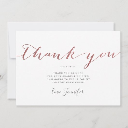 Foto-Abschluss des Rosen-Goldskript-3 danken Ihnen Dankeskarte (Rückseite)