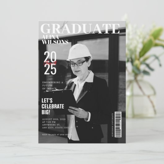 Foto Abschluss Einladung (Stehend Vorderseite)