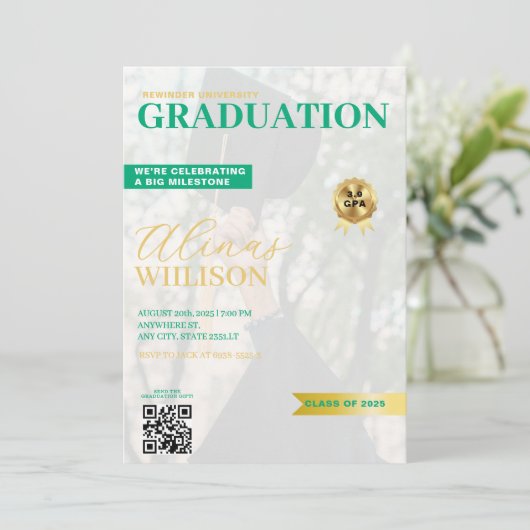 Foto-Abschluss Einladung (Stehend Vorderseite)