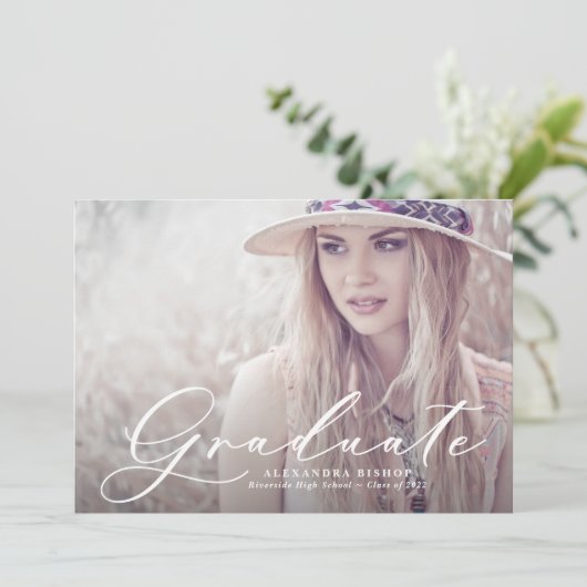 Foto Abschluss Einladung (Stehend Vorderseite)