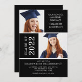 Foto Abschluss Einladung ~Klassik Black & White (Vorne/Hinten)