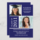 Foto Abschluss Einladung ~Klassik Blau & Weiß (Vorne/Hinten)