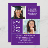 Foto Abschluss Einladung ~Lila und weiß (Vorne/Hinten)