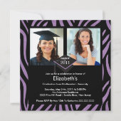 Foto Abschluss Einladung Lila Zebra Print (Vorderseite)