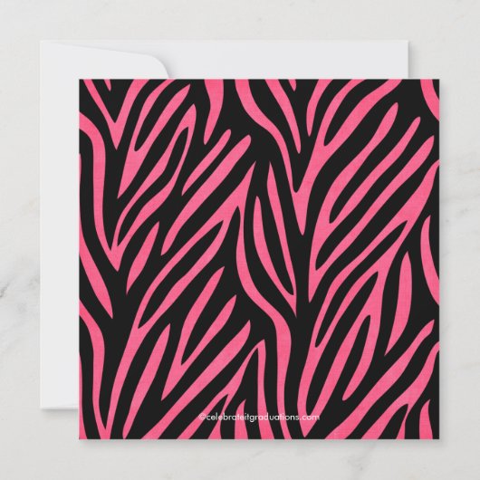 Foto Abschluss Einladung Rosa Zebra Print (Rückseite)