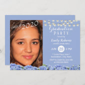 Foto Abschluss Elegant Blue Hydrangea Floral Einladung (Vorne/Hinten)