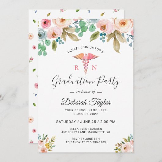 Foto-Abschluss für Blumengeschmack Einladung (Vorne/Hinten)