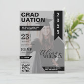 Foto-Abschluss für das Schwarzweißzeitschrift qr Einladung (Stehend Vorderseite)