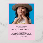 Foto-Abschluss für hellrosa und silberfarbene Lini Folieneinladung (Rückseite)