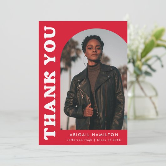 Foto-Abschluss für Rote Offset Dankeskarte (Stehend Vorderseite)