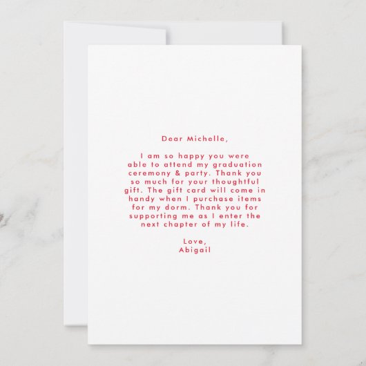 Foto-Abschluss für Rote Offset Dankeskarte (Rückseite)