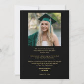 Foto-Abschluss für Schwarz-Gold-Graduierte Ankündigung (Rückseite)