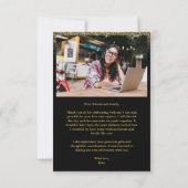 Foto-Abschluss für Schwarz und Gold-Glitzer Dankeskarte (Rückseite)