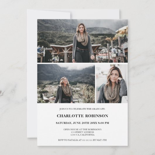 Foto-Abschluss für Schwarzweißschreiben Einladung (Rückseite)