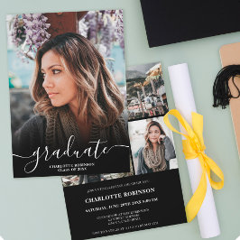 Foto-Abschluss für Schwarzweißschreiben Einladung