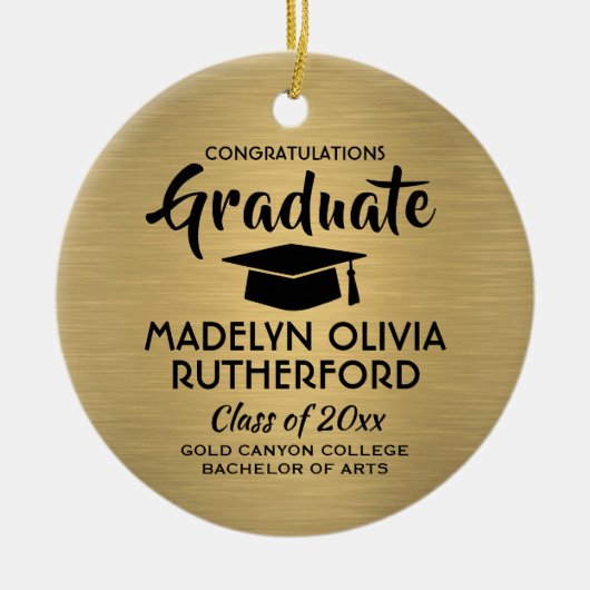 Foto Abschluss Glückwunsch gebürstet Schwarz und G Keramik Ornament (Vorne)