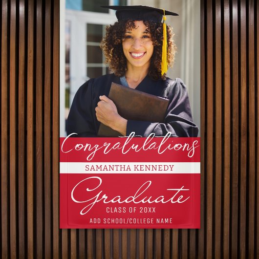 Foto Abschluss Glückwunsch Grad Klasse 2023 Rot Banner