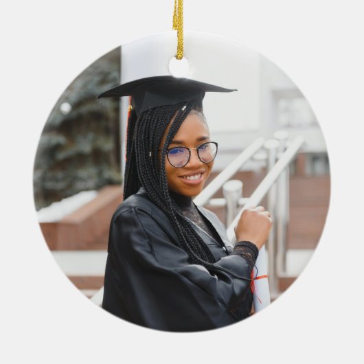 Foto Abschluss Glückwunsch Lila und Gold gegossen Keramik Ornament (Hinten)