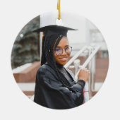 Foto Abschluss Glückwunsch Moderne Navy Blue & Gol Keramik Ornament (Hinten)