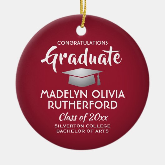 Foto Abschluss Glückwunsch Moderne Rot und Weiß Keramik Ornament (Vorne)