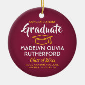 Foto Abschluss Glückwunschs Maroon Gold Rot Gelb Keramik Ornament (Vorne)