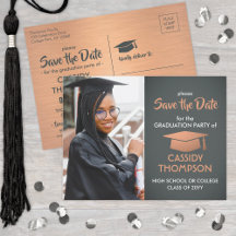 Foto Abschluss Grau & Imitate Kupfer Save the Date