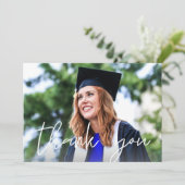 Foto Abschluss Hat Weiß Danke Karte (Stehend Vorderseite)