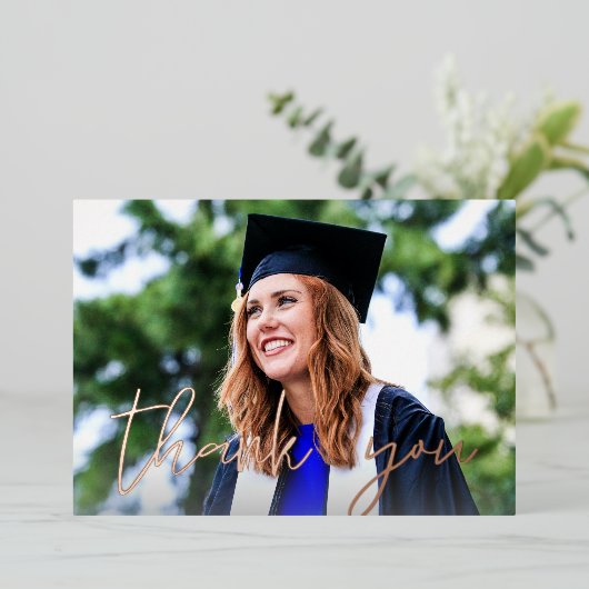 Foto Abschluss Hat White H Foil Danke Karte (Stehend vorne)