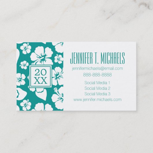 Foto Abschluss| Hawaiianischer Hibiskus Telefonnummerkarte (Rückseite)