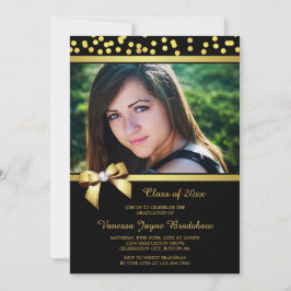 Foto-Abschluss-Imitat-Goldbogenconfetti-Schwarzes Einladung