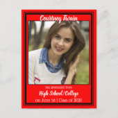 Foto-Abschluss in den Farben Rot und Schwarz Ankündigungspostkarte (Vorderseite)