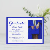 Foto Abschluss, Klasse 2024 Blaue Aufforderung Einladung (Stehend Vorderseite)