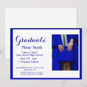 Foto Abschluss, Klasse 2024 Blaue Aufforderung Einladung (Vorne/Hinten)